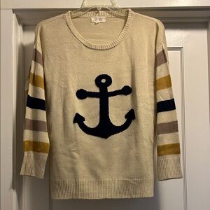 Bo Bel Cream Anchor Oversized Light Women’s Sweater, Size Small